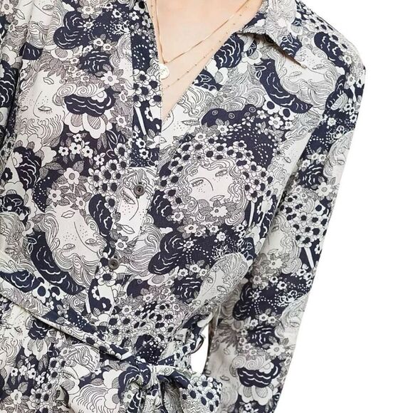 Anthropologie 34 of 52 Conversations Colloquial Shirt Dress Size 12 Floral Face - Picture 3 of 9